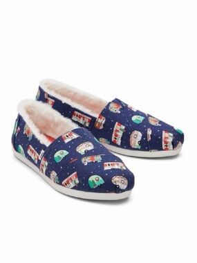 Toms Alpargata slip on shoes loafers Navy Blue white 9.5 womens Holiday Campers